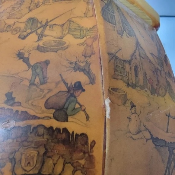 50s/60s Anton Pieck Art Decoupage PURSE or Storage Dickens Christmas Scenes - Picture 7 of 8